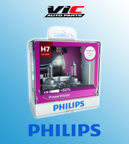 PHILIPS H7 POWER VISION +60% Light 3250K Bright HALOGEN BULB 12V 55W PX26d 12972