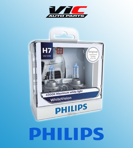 H7 Genuine PHILIPS White Vision Light Globe Headlamp Blister Pack Twin
