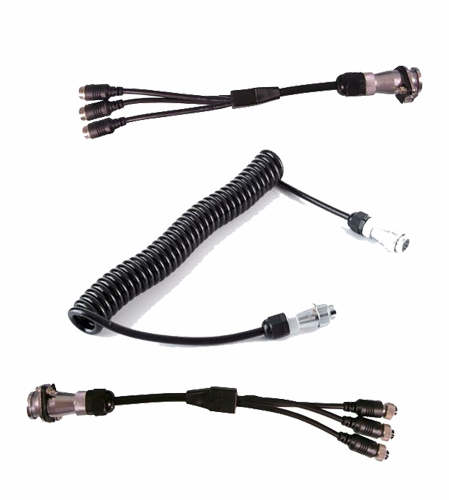Aopulo Rear/Side View 5PIN Trailer Coil Cable with 4PIN Connector 3 Channels