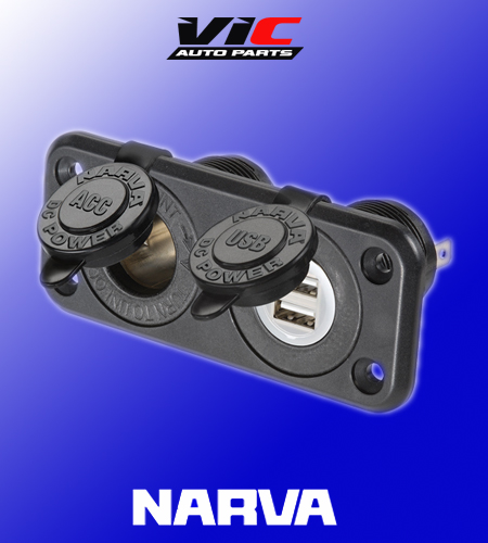 NARVA HEAVY DUTY ACCESSORY DUAL TWIN USB SOCKET CIGARETTE PLUG 12V 81144BL