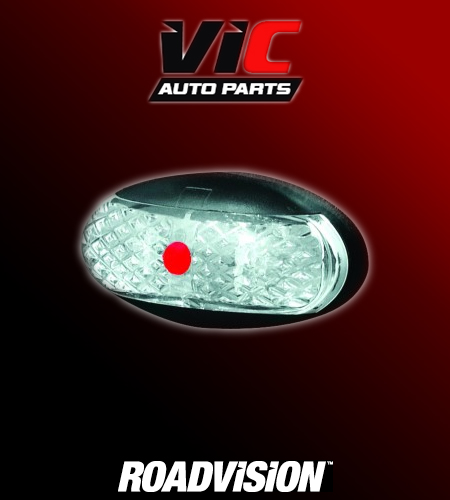 1x ROADVISION LED SIDE MARKER CLEAR LENS BLACK BASE TRAILER CLEARANCE LAMP 12V BR1R RED