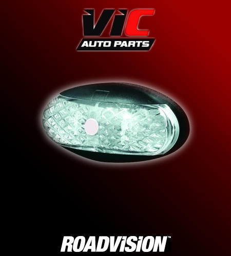 1x ROADVISION LED SIDE MARKER CLEAR LENS BLACK BASE TRAILER CLEARANCE LAMP 12V BR1W WHITE