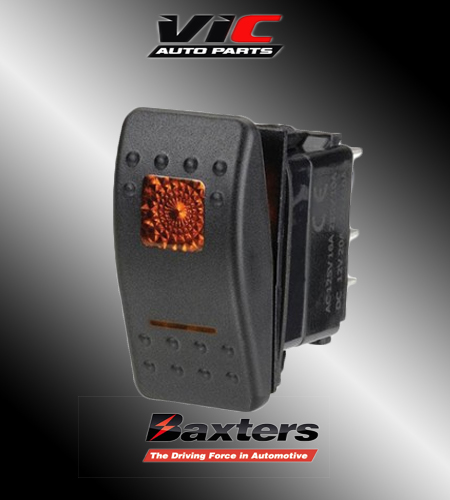 BAXTERS AMBER LIGHTS ROCKER SWITCH 12V/24V CAR DASH MOUNT BRSW-002