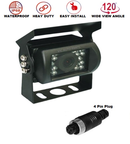 4 PIN Heavy Duty 12V 24V CCD IR Colour Reverse Reversing Camera Rearview