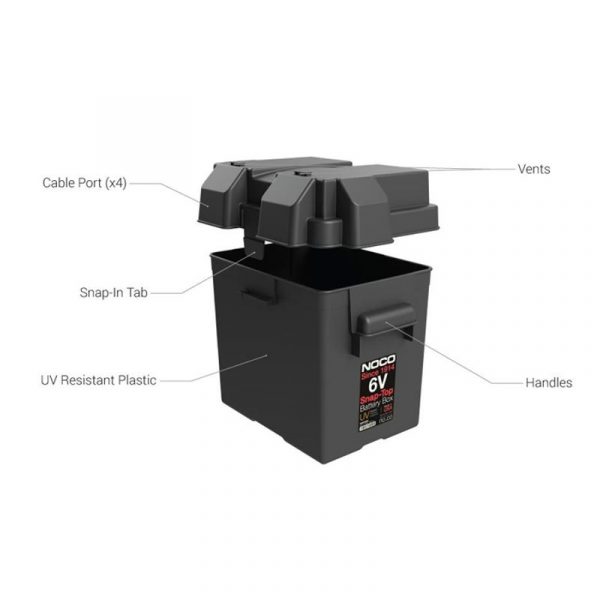 NOCO BATTERY BOX SNAP TOP HEAVY DUTY PLASTIC SUITS SINGLE 6V BATTERIES
