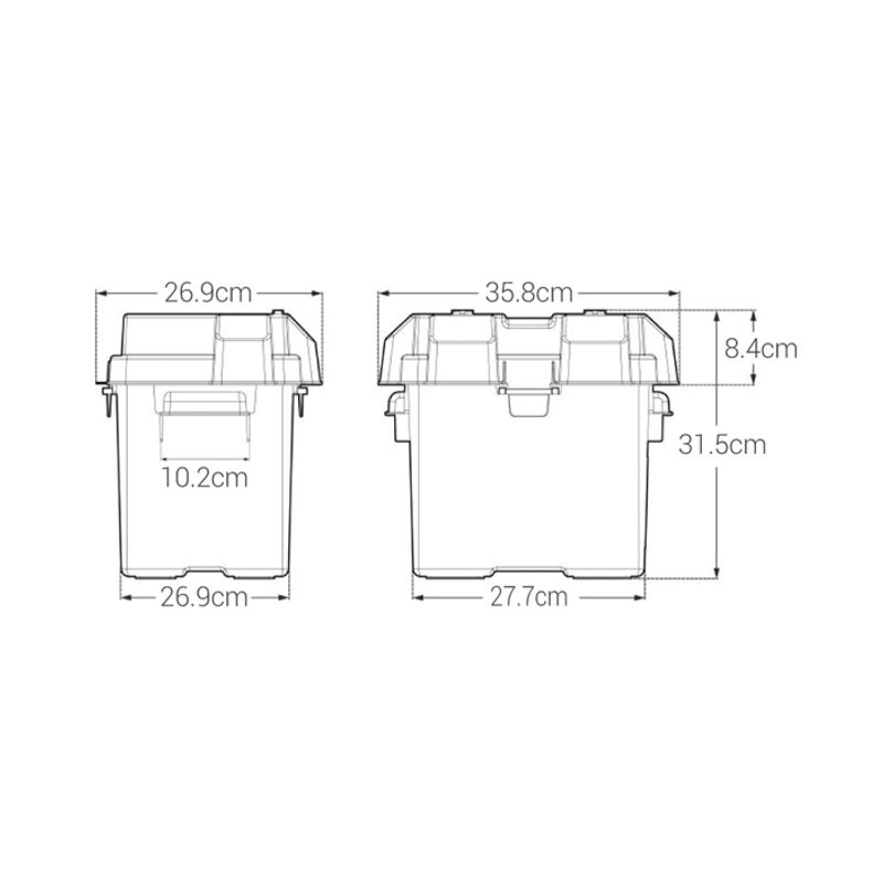 NOCO BATTERY BOX SNAP TOP HEAVY DUTY PLASTIC SUITS SINGLE 6V BATTERIES
