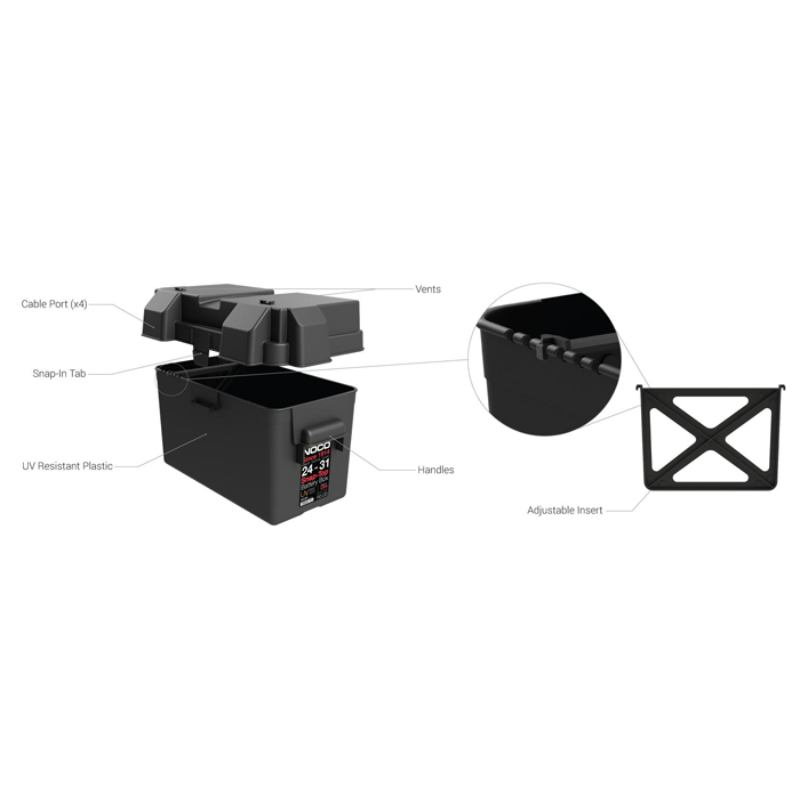 NOCO BATTERY BOX SNAP TOP HEAVY DUTY PLASTIC SUITS N50ZZ TO N86 BATTERIES