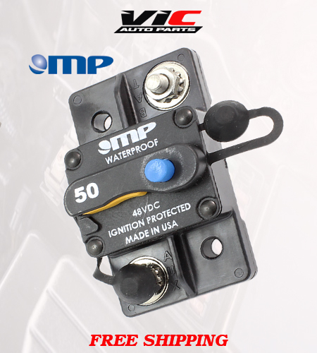 MP HEAVY DUTY CIRCUIT BREAKER DUAL DIAGONAL 1/4” STUD 50 AMP 12V FUSE RESET