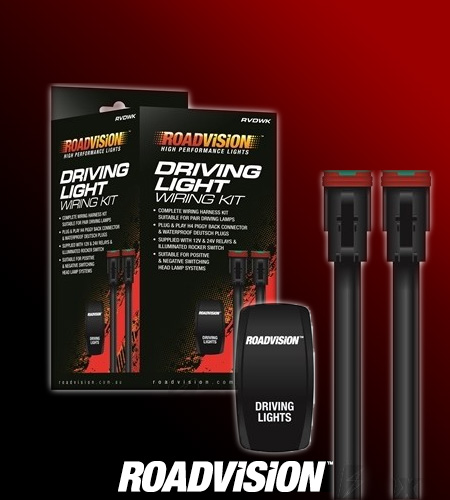 Roadvision Driving Light Wiring Harness 12/24V with H4 Piggy Back Connector RV Driving Light Switch Suit 2 Lamps