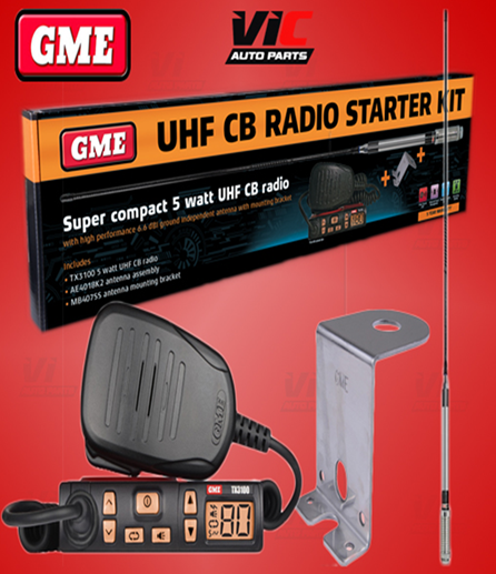 GME TX3100VP STARTER PACK INC TX3100 80 CHANNEL UHF RADIO AE4018K2 ANTENNA