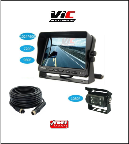 7″ Monitor AHD 1 x Reversing Rearview 4PIN HD 1080P Camera Kit Car Truck Caravan