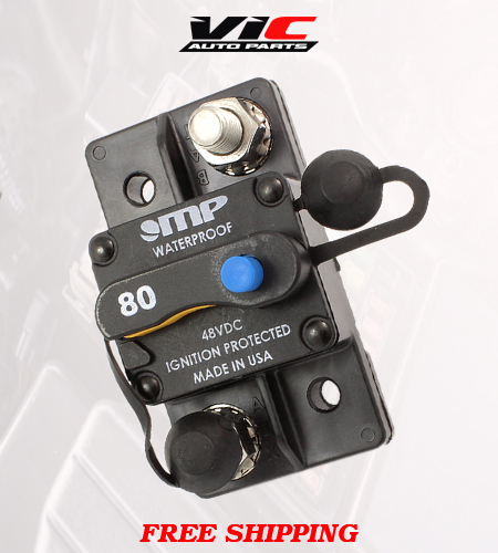 MP HEAVY DUTY CIRCUIT BREAKER DIAGONAL 1/4” STUD SYSTEM 80 AMP 12V FUSE RESET