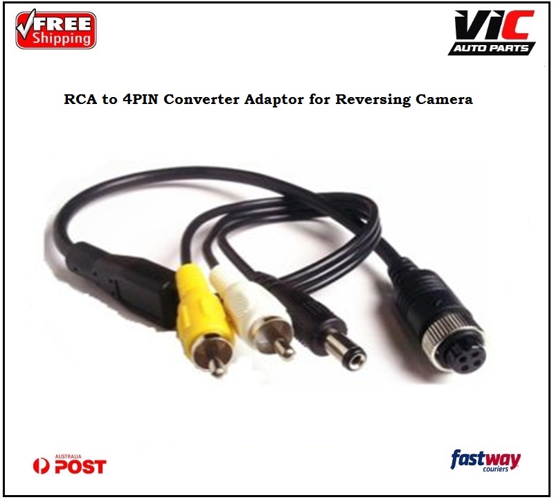 RCA Male to 4PIN Converter Adaptor for Reversing Camera